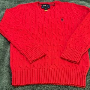 Polo Ralph Lauren Bright Red Cable Knit Sweater